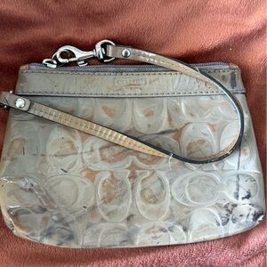 Coach Beige and Gray Wristlet